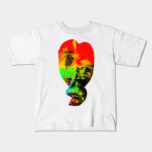 A red green Bali face mask cut out Kids T-Shirt